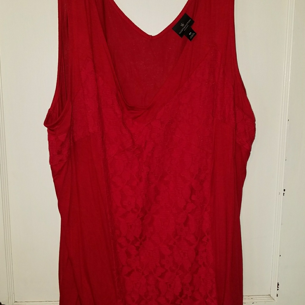 V neck red lacy tank NWOT